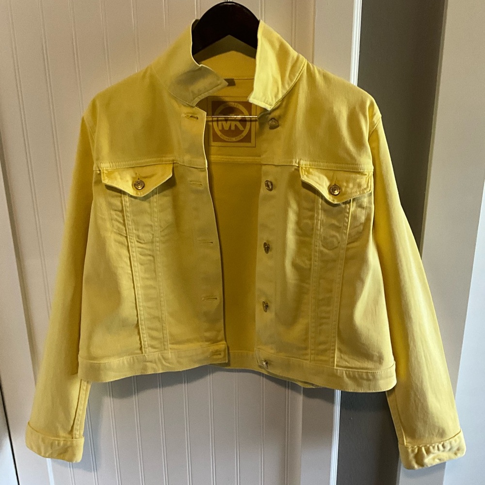 Michael Kors cropped yellow denim jacket